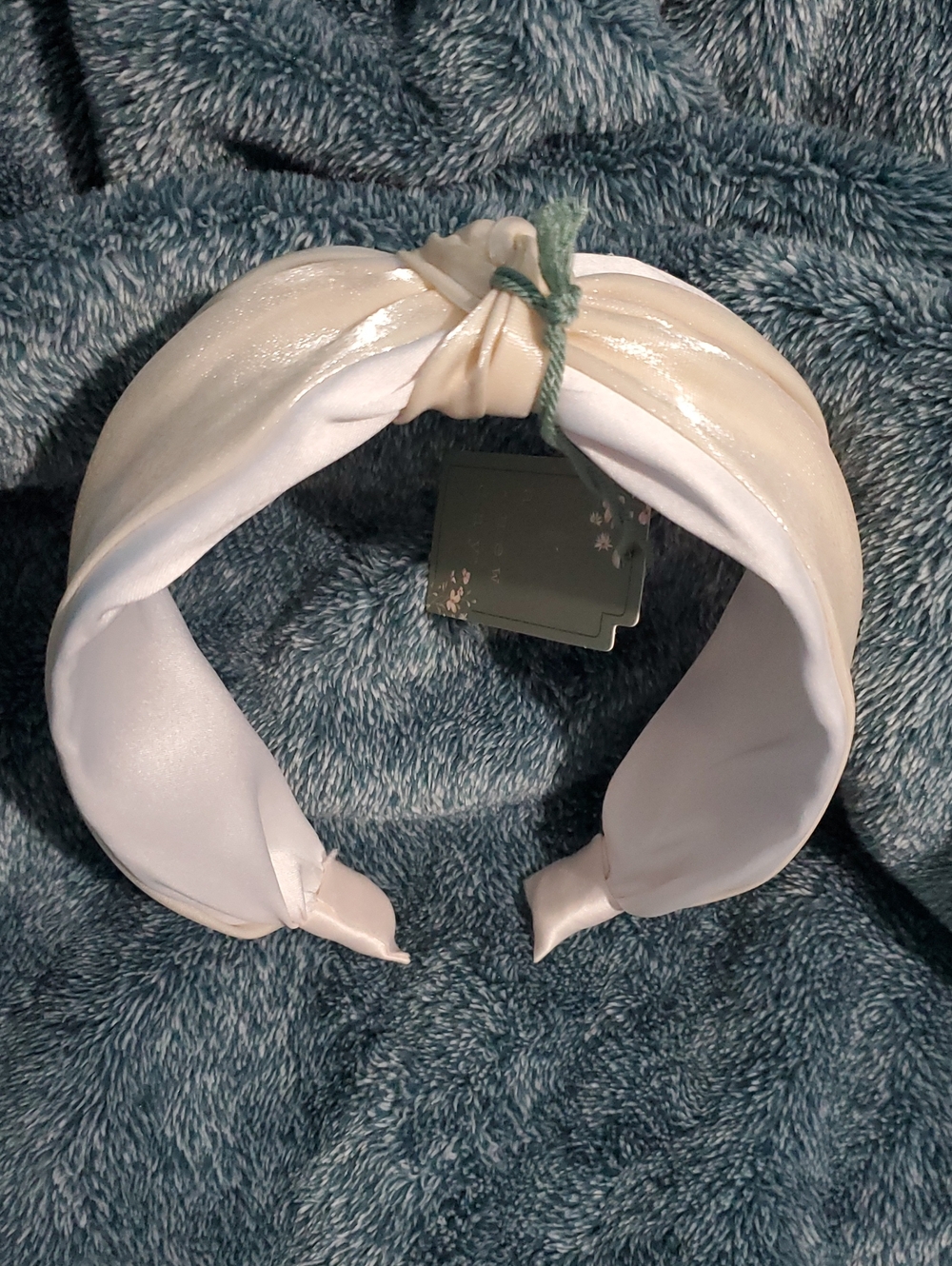 Satin Knot Headband White And Cream
